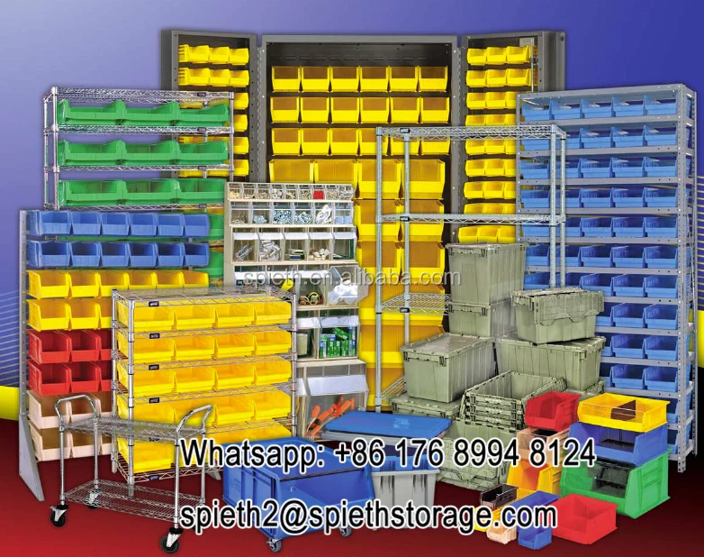 Colorful plastic bins storage boxes with white column