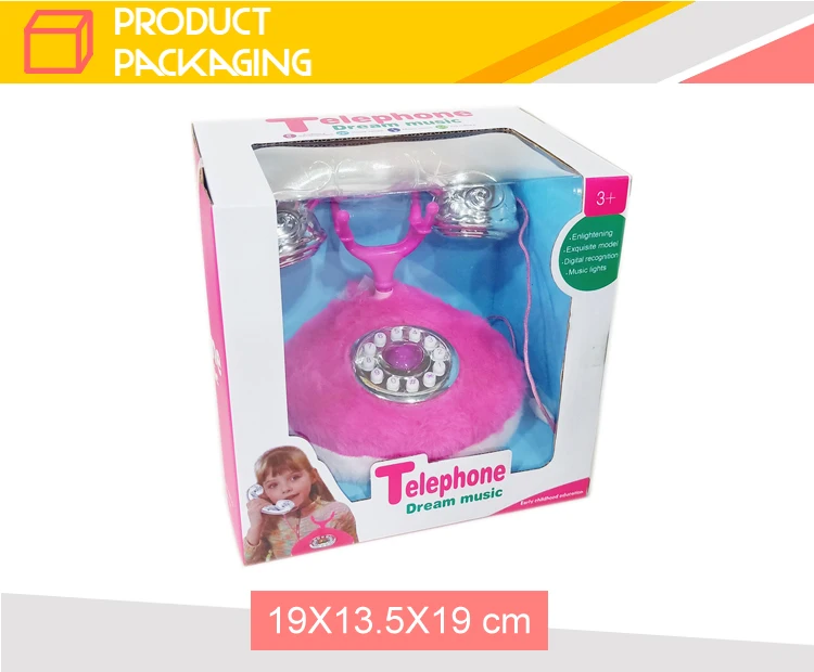 House play pretend classic style pink plush telephone toy for baby girl gift