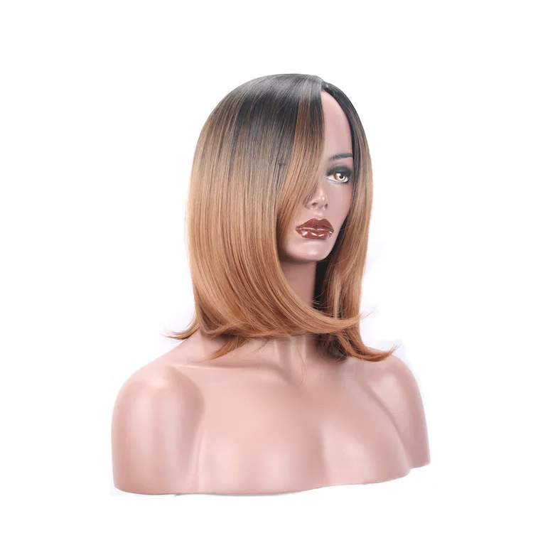 Synthetic short bob black/honey blonde ombre wig