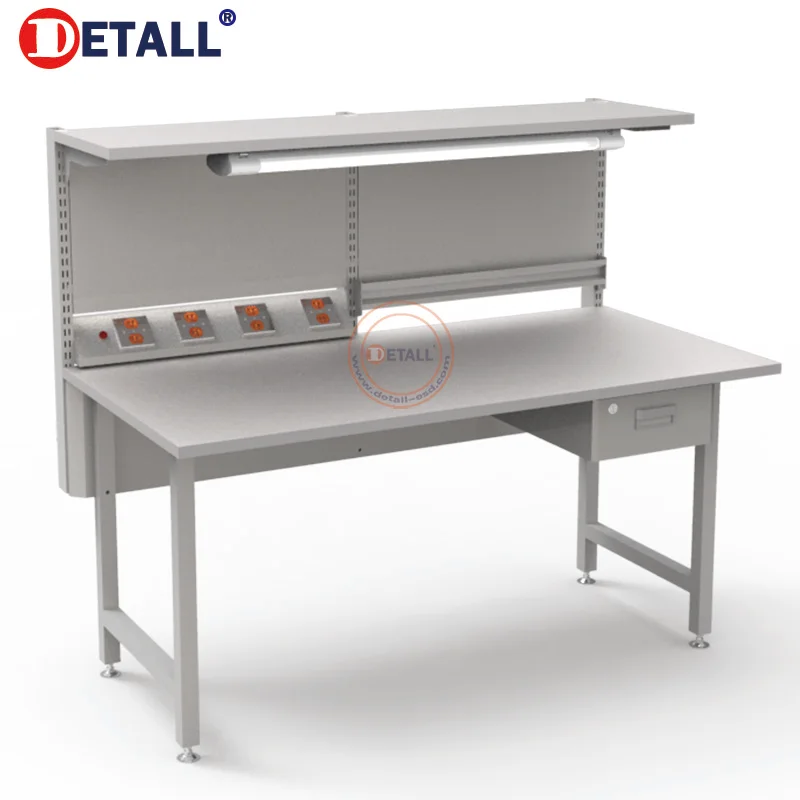 garage stainless table anti-static electric worktable with cold rolled steel metal material and MDF wood table top