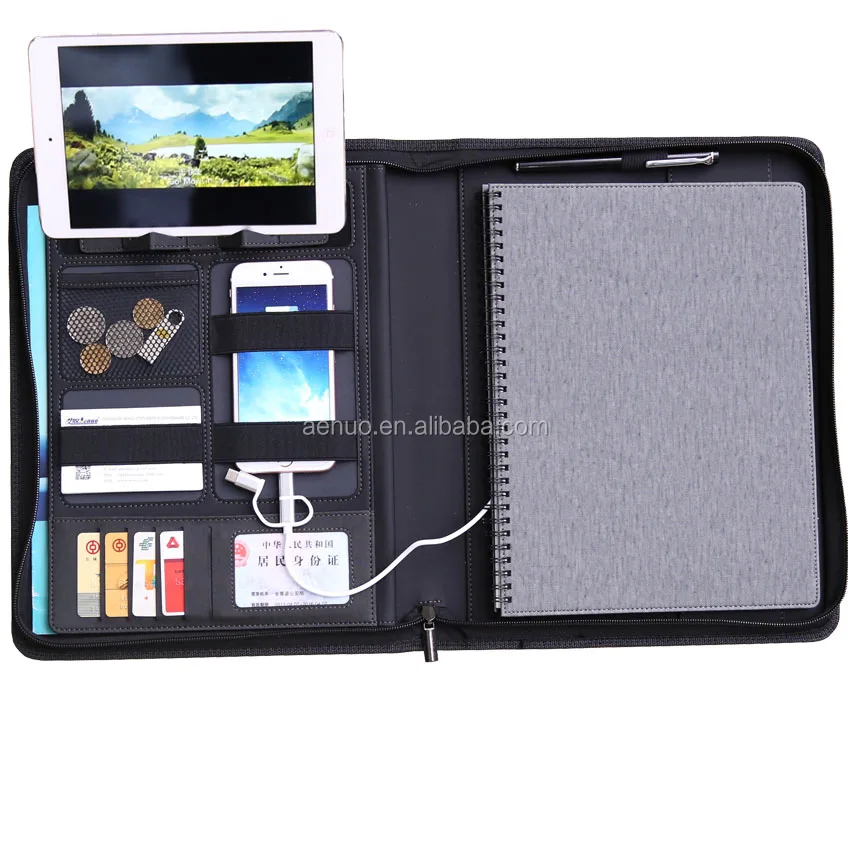  VIP-подарок внешний аккумулятор формата А4 из искусственной кожи держатель для документов портфель с лазерным логотипом