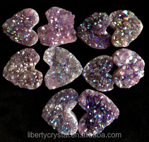 
Natural Angel Aura Quartz Heart Crystal Geodes Quartz Cluster Healing 
