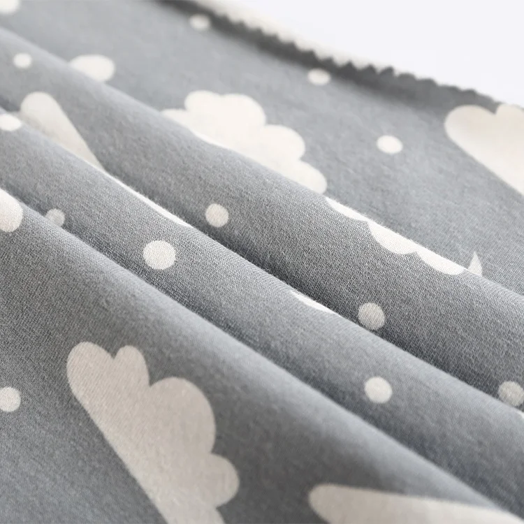 
Single jersey cloud print 100% combed cotton jersey knit sweat suit baby clothing fabric 