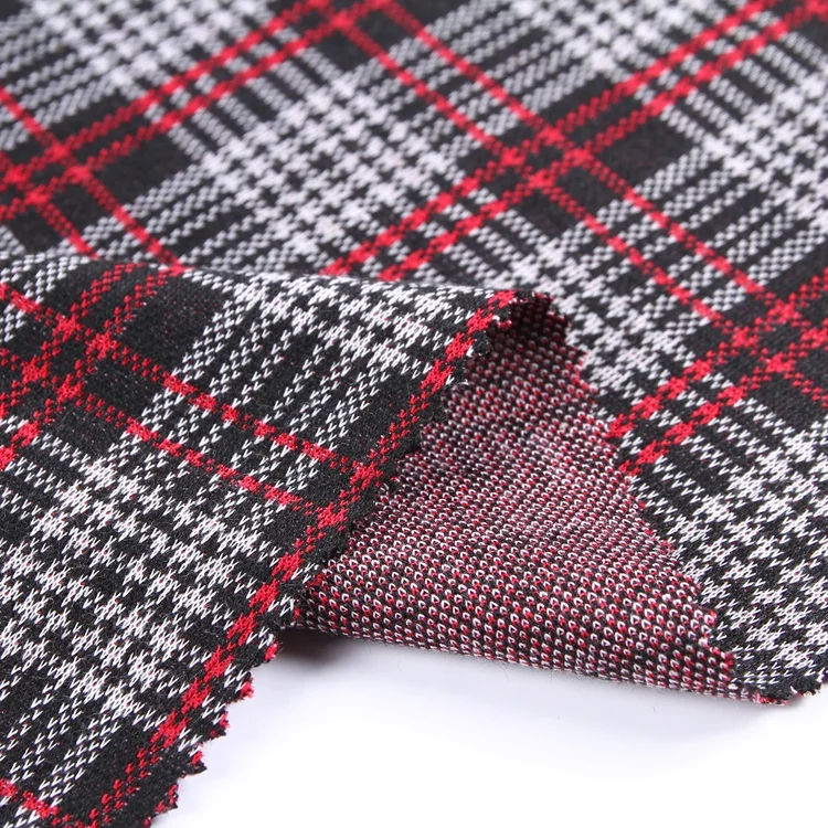 Winter Textile Knitting Madras Check Suit Textured Fabric Polyester Spandex Jersey Fabric Knitted A4 Size Sample YARN DYED 1000M