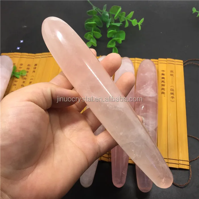 natural quartz rose crystal dildo healing crystal penis carved pink crystal massage wands for women