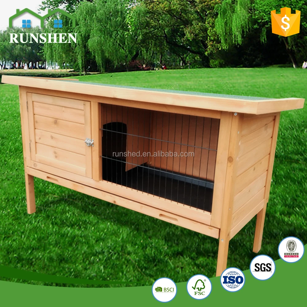 Custom Wooden Rabbit House Indoor Cheap Waterproof Rabbit Hutch Easy Cleaning Active Roof Small Animal Pet Product House