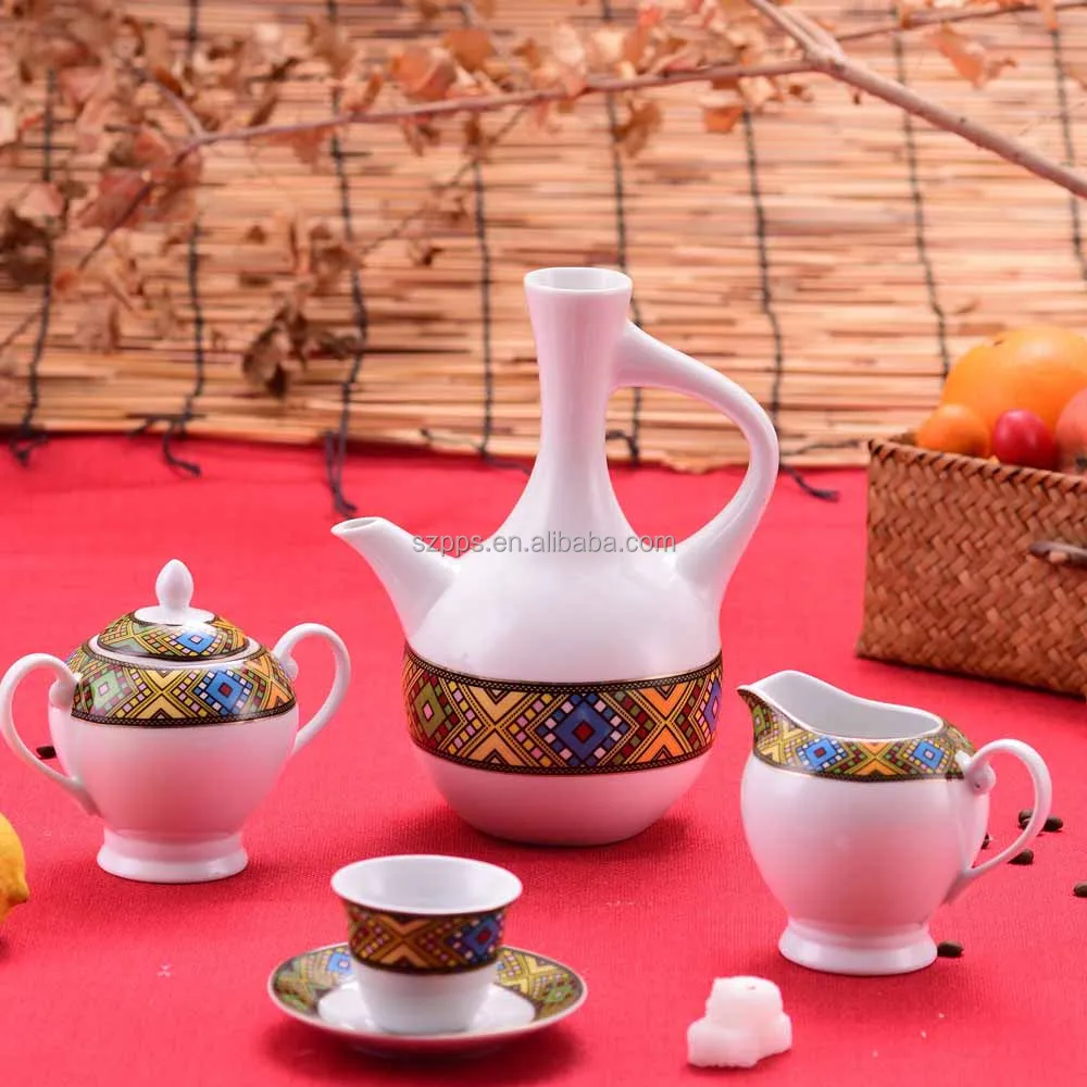 16PC Ethiopian Traditional Coffee Set Jebana pot Road Design2