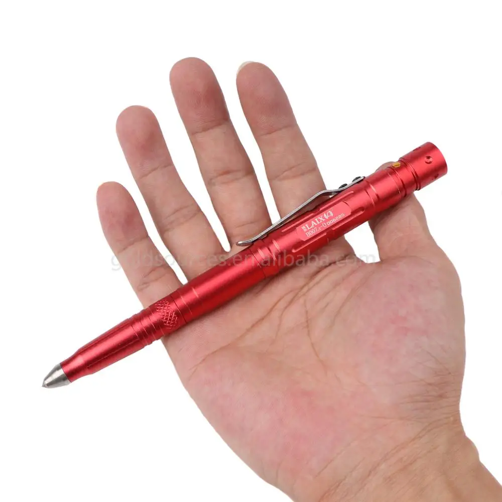 Multifunction Self Defense Products Tungsten Steel Head Tactical Pen With Led Flashlight Light