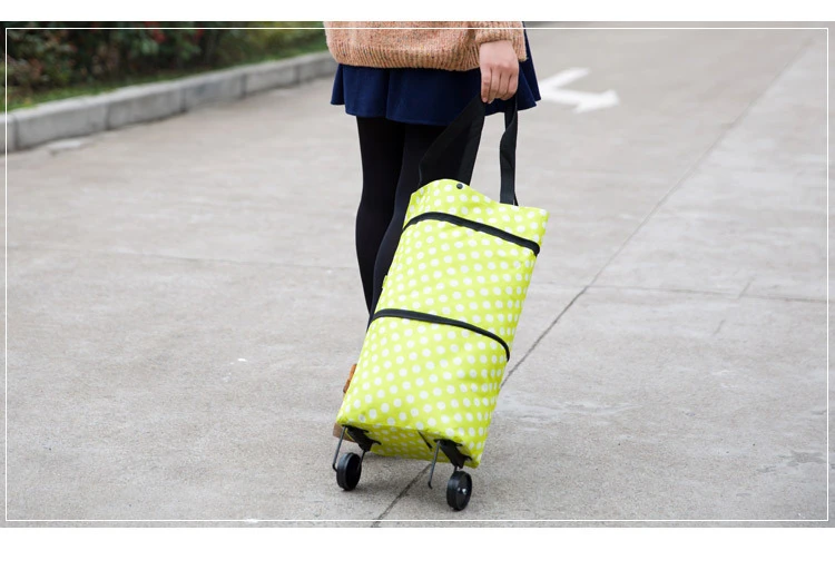 Folding Portable Fashion Unisex Durable Travel Luggage Bag Compass Trolley Bag Reusable Vegetable Market Bags