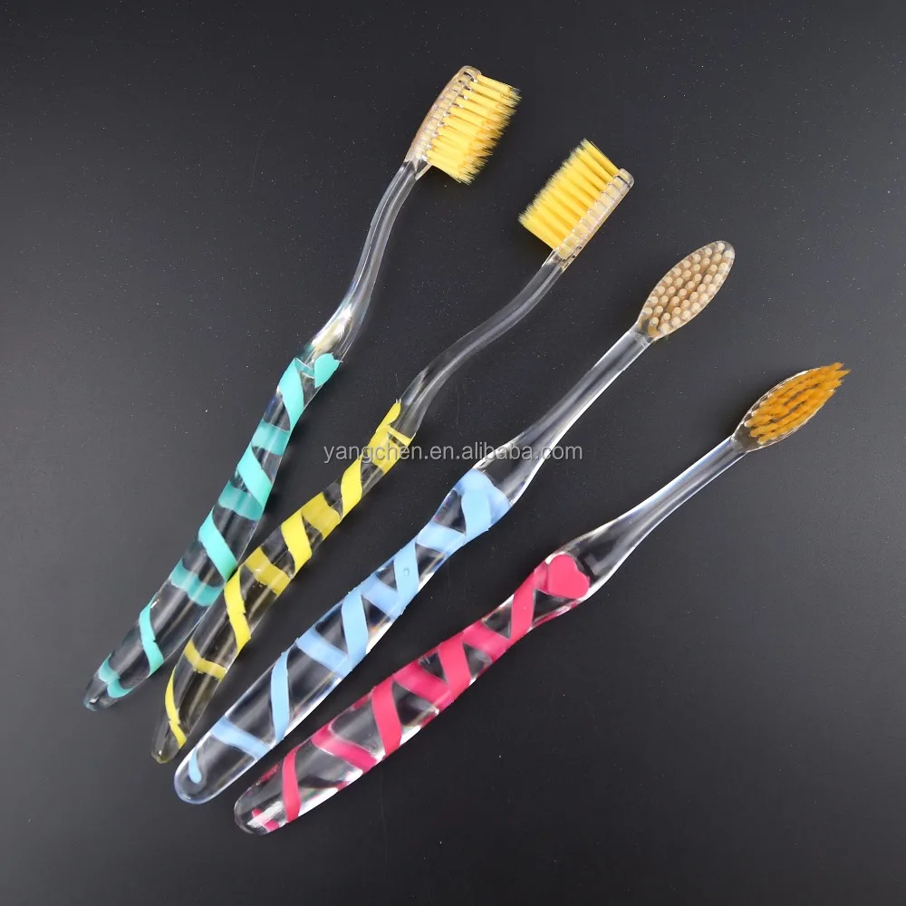 
Transparent PETG Handle Toothbrush with Nano Gold Soft Bristle from Yangchen Factory in Yangzhou China 