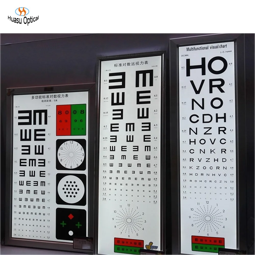 China ophthalmic vision snellen eye chart visual acuity charts LED lamp 5m