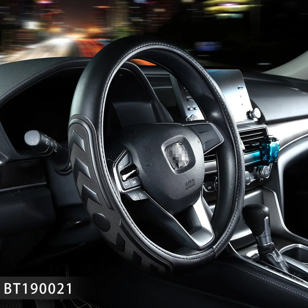 PVC Lace Up Leather Designed Steering Wheel Cover For Cars Universal Size Automotive Accessories