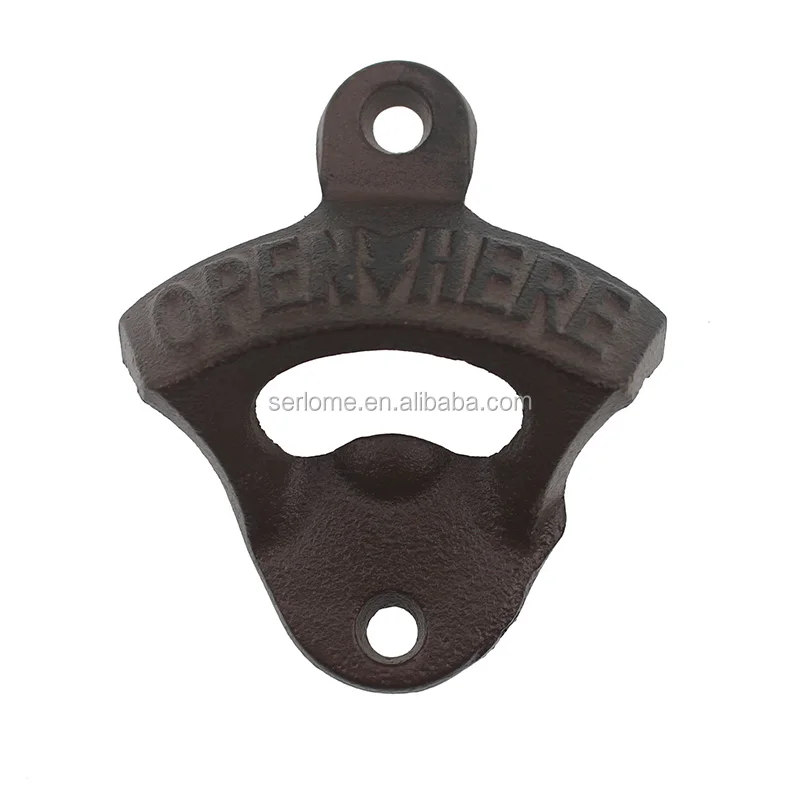 Rustic Vintage Cast Iron Open Here Wall Mount Bottle Opener