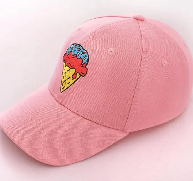 Summer Ice Cream Print Snapback Cap Women 2018 Fashion Brand Bone Hip Hop Baseball Caps Casquette Hats White Pink