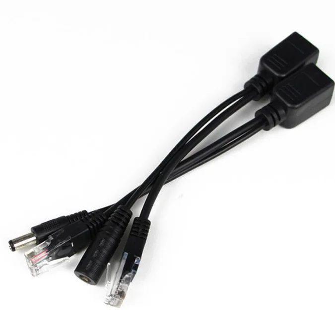 Black Passive Power Over Ethernet Adapter POE  Splitter Cable Injector For cctv ip Camera