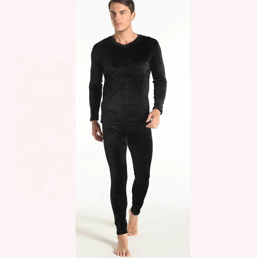 mens penis underwear plus velvet thicken keep warm long johns thermal underwear with shirt and pant