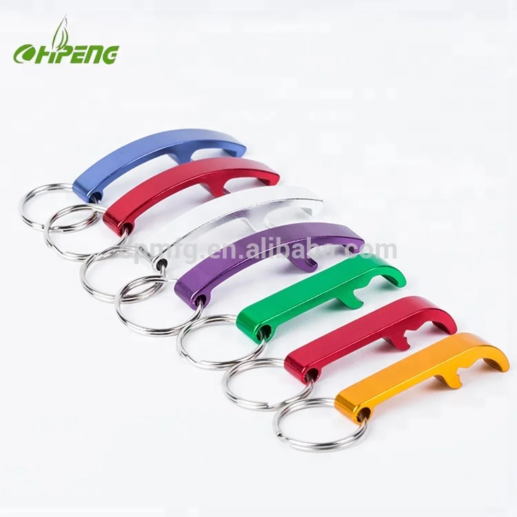 Bottle Opener Keychain Promotional Aluminium Alloy Bottle Opener Key Ring Aluminum Arc Design Accepted Pantone Color 2 PCS 8.5g