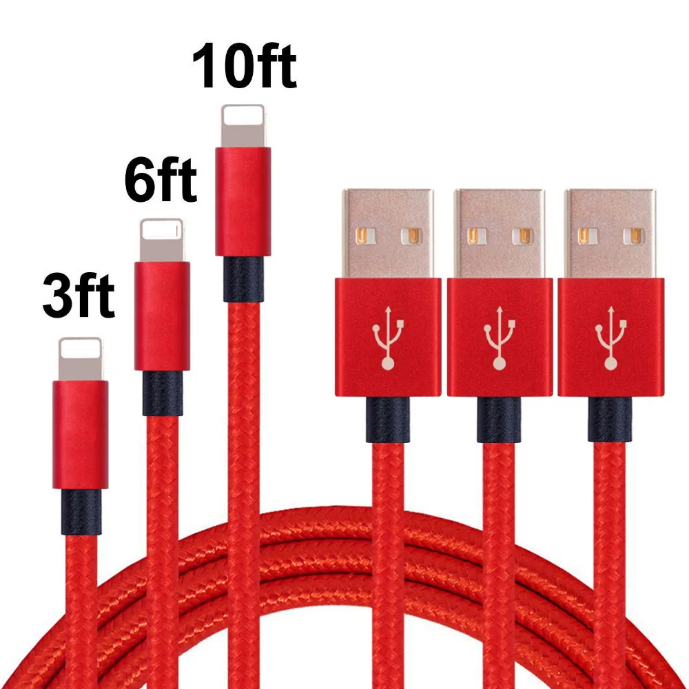 
1M 2A Fast Charger 3FT for Lightning Cable Nylon Braided Charger to Cable Data Syncing Cord Compatible For iPhone X XS 8 7 6 5 