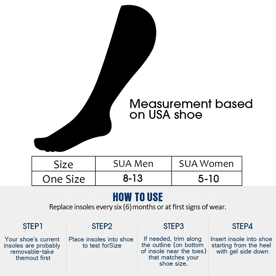 Copper Compression Plantar Fasciitis Feet Insoles Anti Fatigue Foot Pain Insole Guaranteed Highest Copper Content Shoes Insert