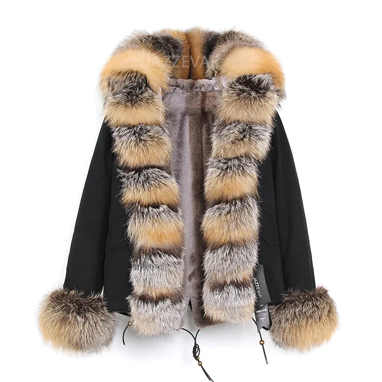 
 Женское теплое пальто с мехом енота, длинная парка с капюшоном из натурального Лисьего меха, зимний сезон 2020  