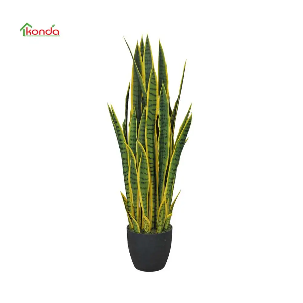 Faux plant Faux Snake Artificial Sansevieria Trifasciata Prain Yellow Green Decorative Plastic Plant