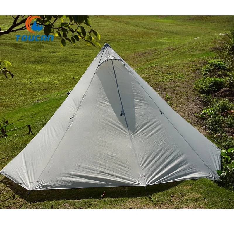 
2-3 People Hiking Outdoor Windproof Ultralight Pyramid Cone Wood Stove Warm Tent 