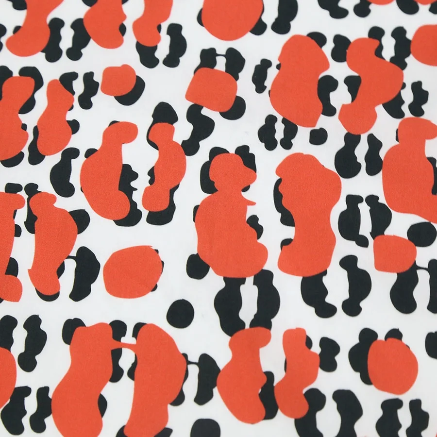 Digital printing red leopard on 100% cotton poplin fabric for garment