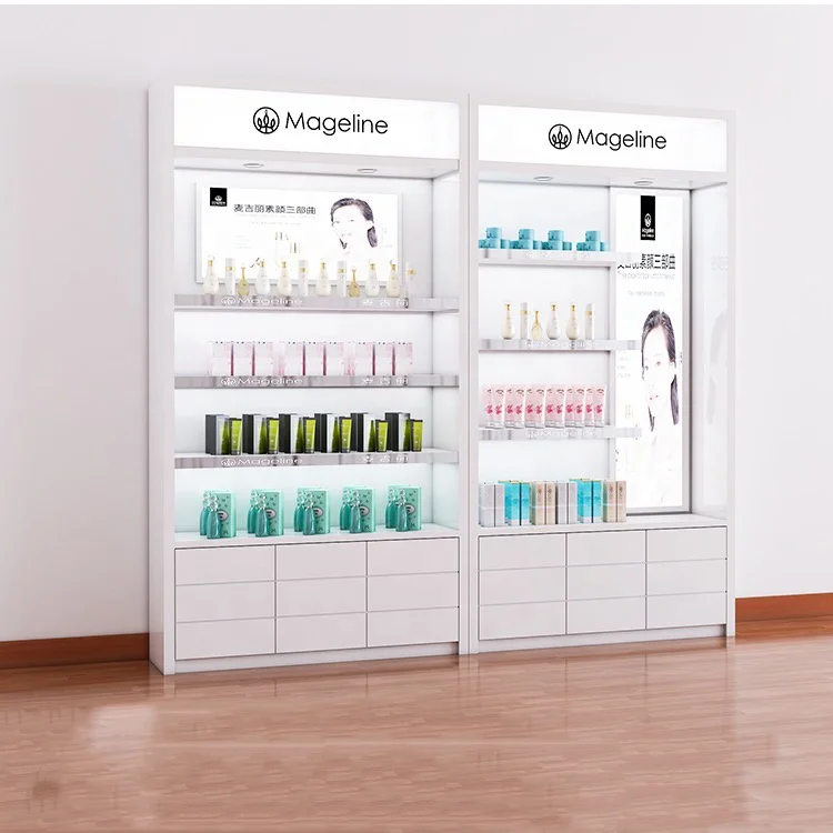 Factory customized cosmetic display cabinet showcase for hair and skin care shop store