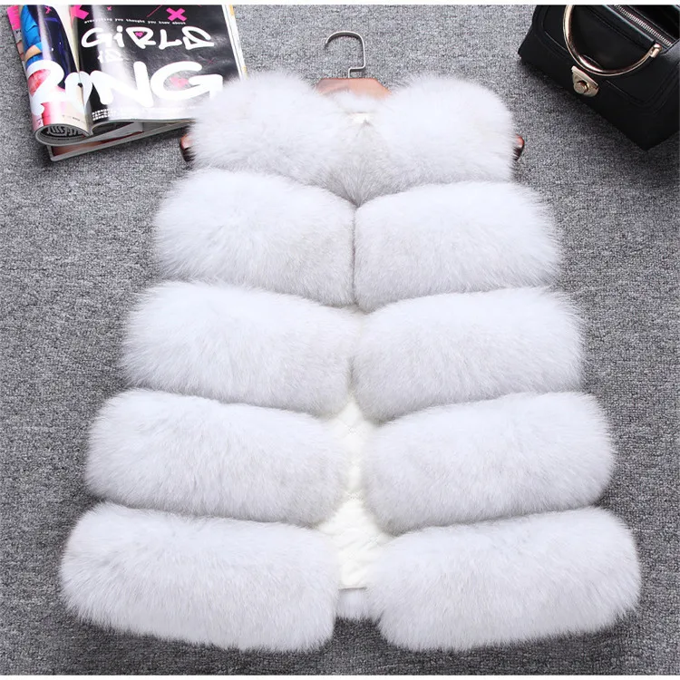 Оптовая продажа, зимнее пальто без рукавов из искусственного лисьего меха, женские куртки, жилет из искусственного меха, доступно много цветов