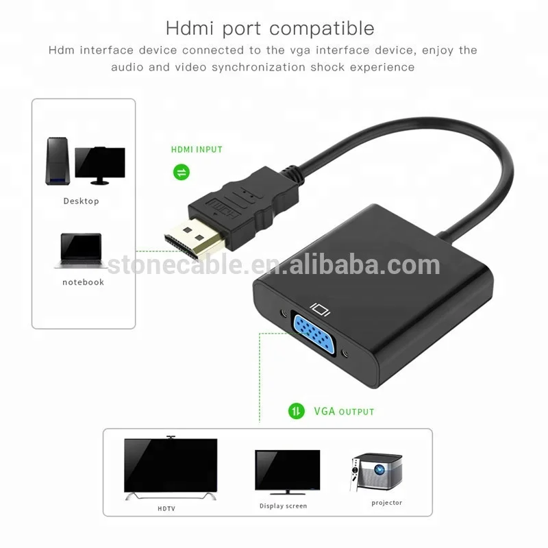 
1080P HDMI Male to VGA Female Adapter Cable - White (15cm) 