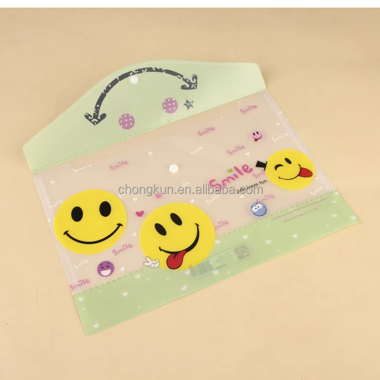 
Hot Selling Office School Stationary A4 PP envelope file my clear bag with botton snap file folder 