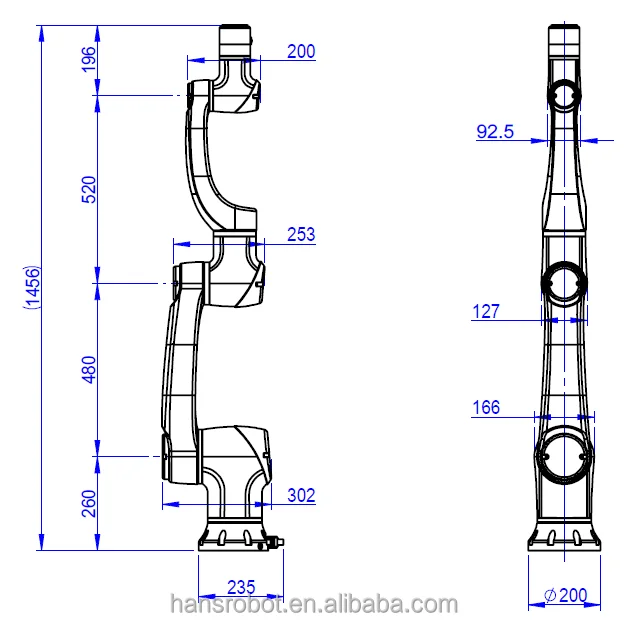
Easy programming safe small industrial robotic arms 6 axis 3kg for Automation 