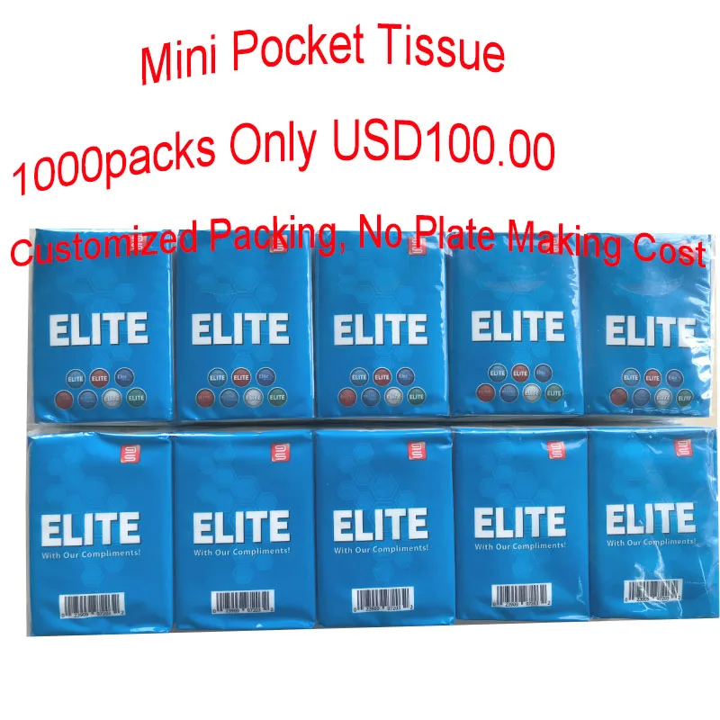 Customized adversting bulk plain pocket facial tissue packs