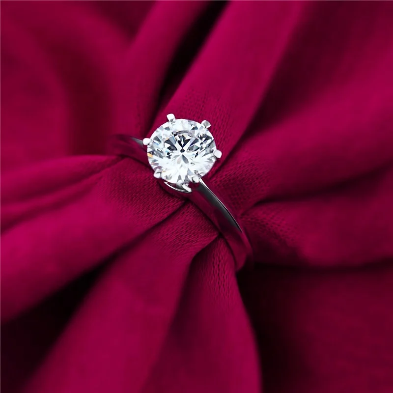 
Simple Design Gold Plated 925 Sterling Silver 1 Carat Solitaire CZ Diamond Engagement wedding Rings Jewelry for Women Price 