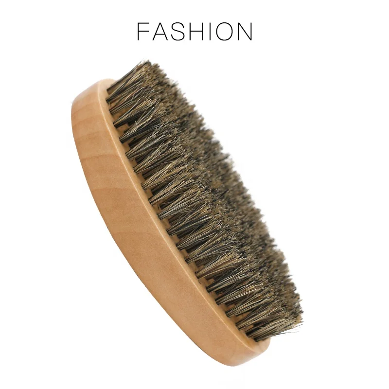 Factory wholesale oval shape custom logo bamboo bristles barber round beard brush