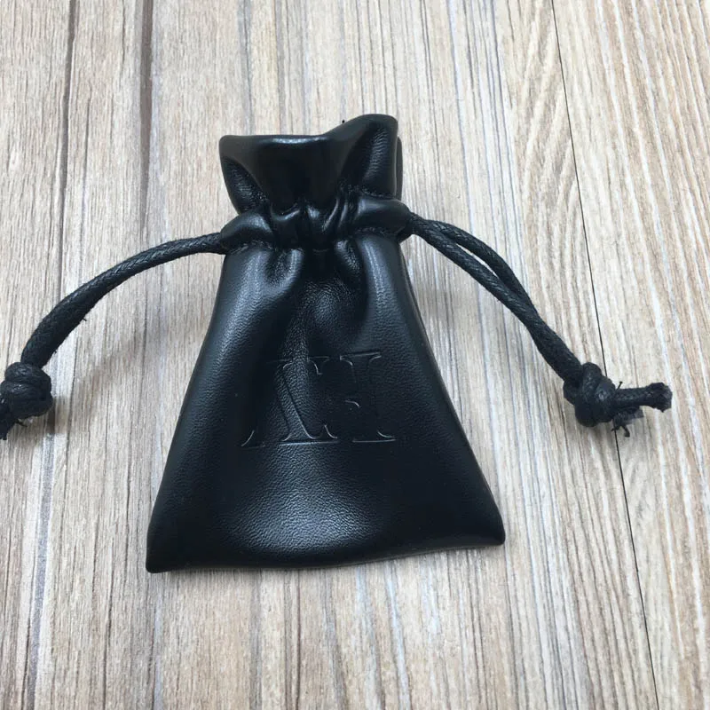 Custom Faux Black PU Leather Pouch , Leather Pouch Bag