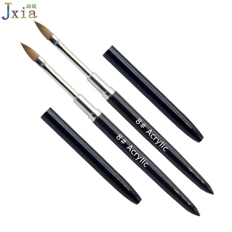 Jiexia Professional 8# Black Metal Handle 100% Pure Animal Kolinsky Hair Acrylic Nail Brush