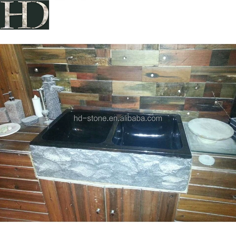 
Chinese Shanxi Black Granite Stone Kitchen Sink Bathroom Washing Hand Basin with Good Quality 