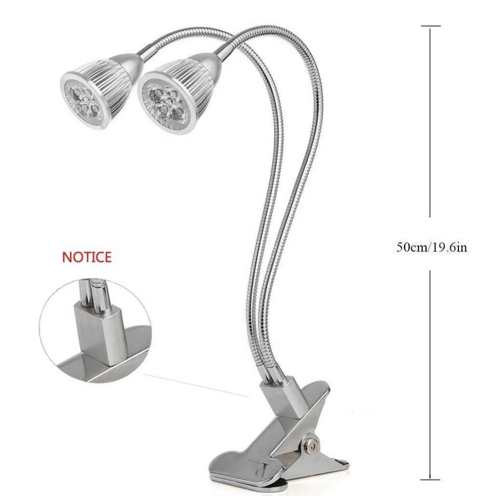 Top Quality Greenhouse Hydroponic full spectrum 10W Dual Head LED Grow light with clip