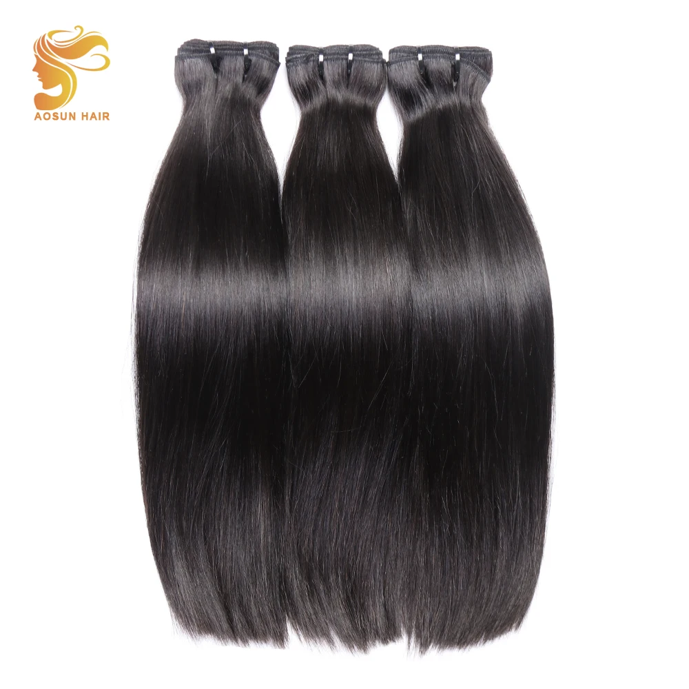 2019 Hot Sale Top Grade Double Drawn Peruvian Virgin Human Hair  Fumi Bone Straight Weft  Natural Color