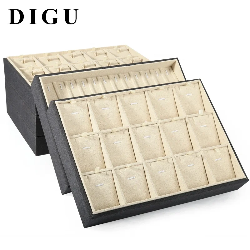 High quality linen material jewelry look at the pallet bracelet ring earrings display tray