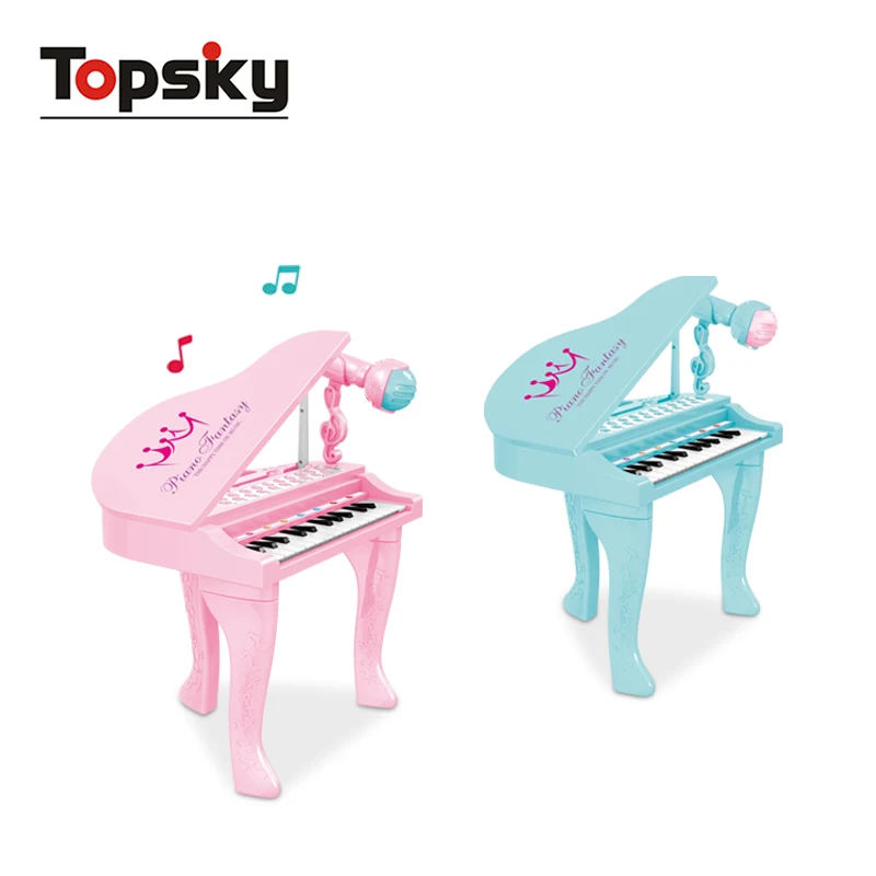 Plastic kids little piano 25 keys electric grand piano keyboard toys with microphone