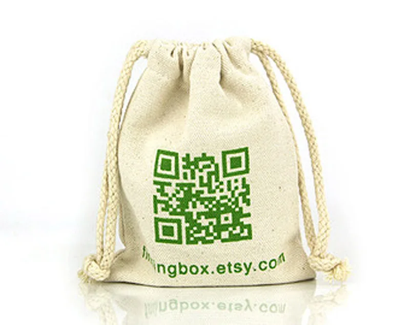 low MOQ custom eco-friendly nature color 8 OZ muslin cotton cloth rope canvas pouch bag with logo for advertising packaging bag