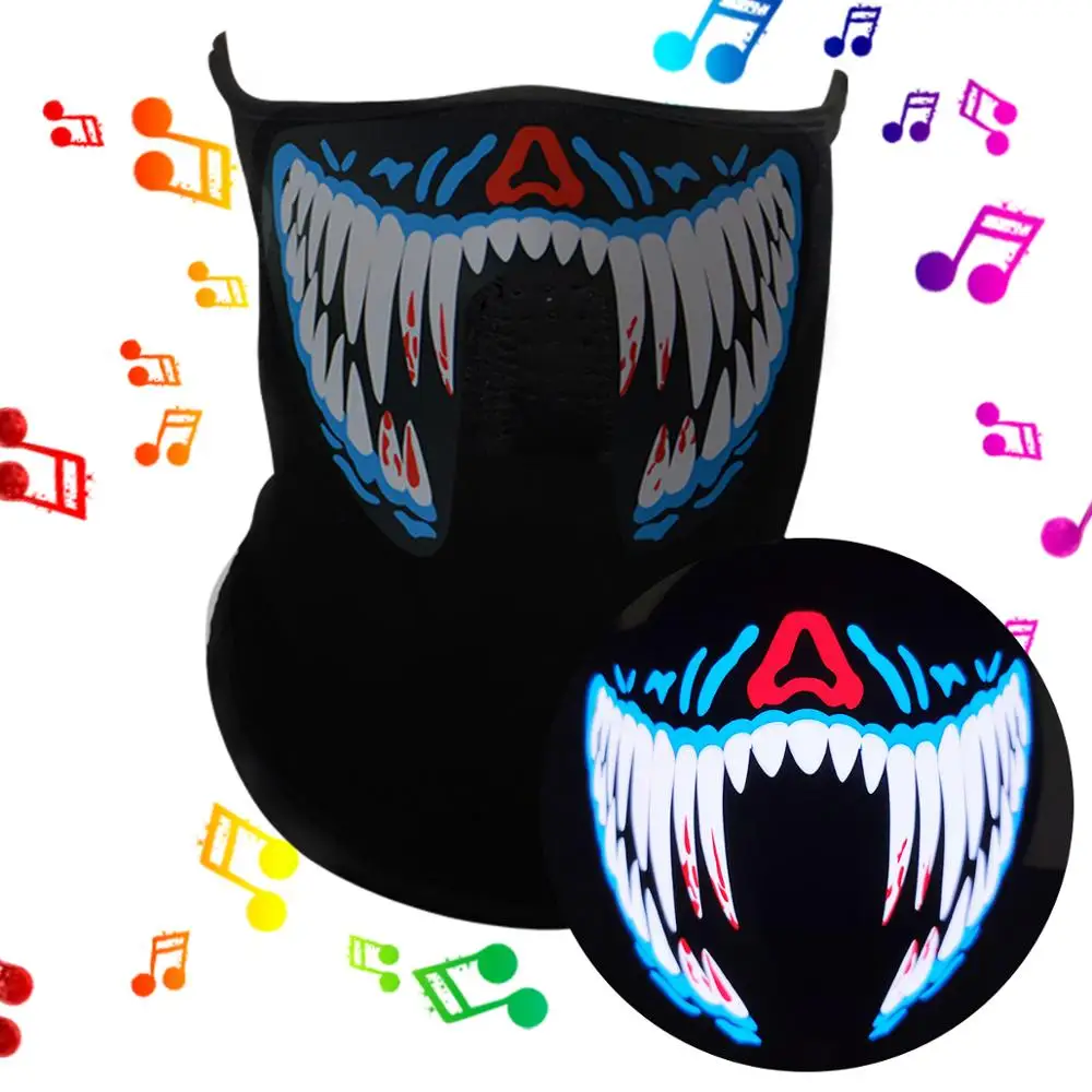 new arrival led  halloween mask led sound activated party mask whosale el party mask