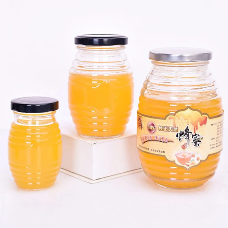 
Fancy Attar 800Ml 1000Ml Embossed Logo Oem Printed Glass Storage Honey Glass Jar/Bottle 350G 450G 500G In Sale 