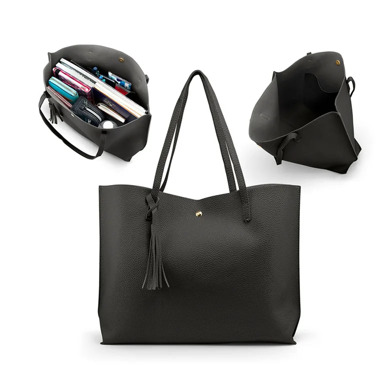 Wholesale price pu leather black shoulder handbag with waterproof for ladies