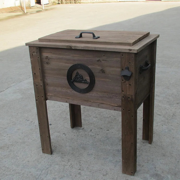 Деревянная коробка-холодильник для улицы в рустикальном стиле 53QT