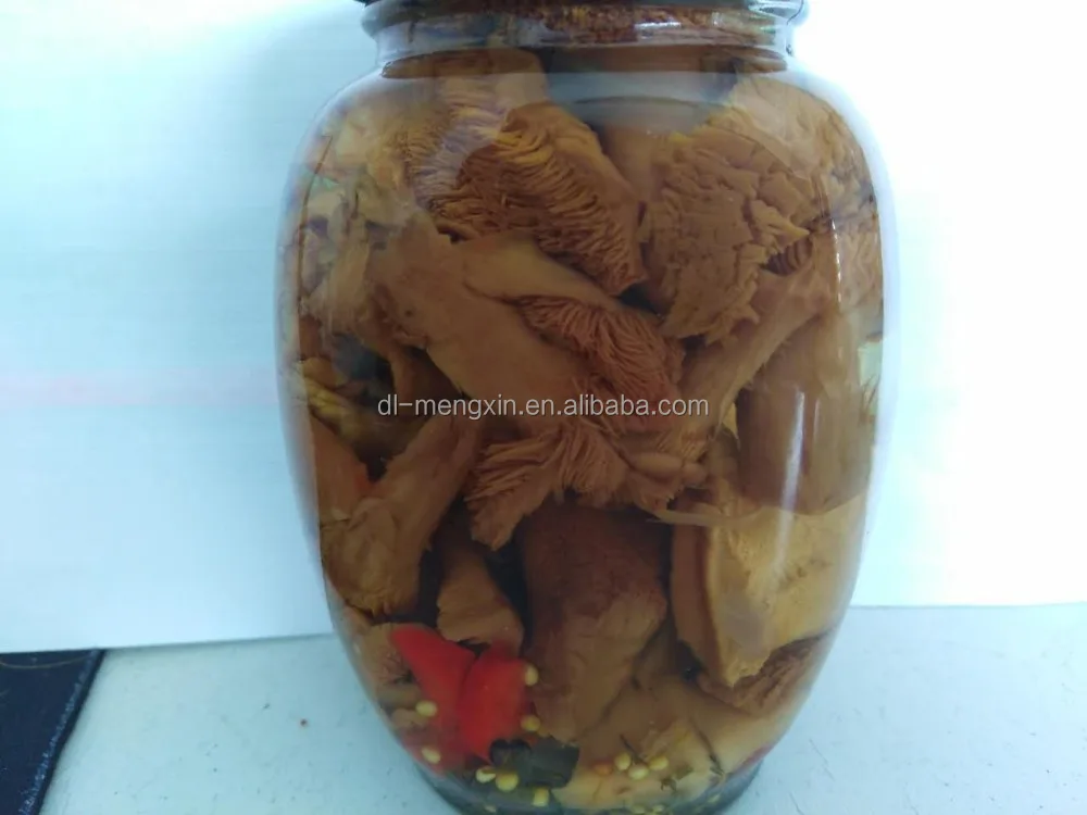 
Canned Chantarelle mushroom in glass jar 