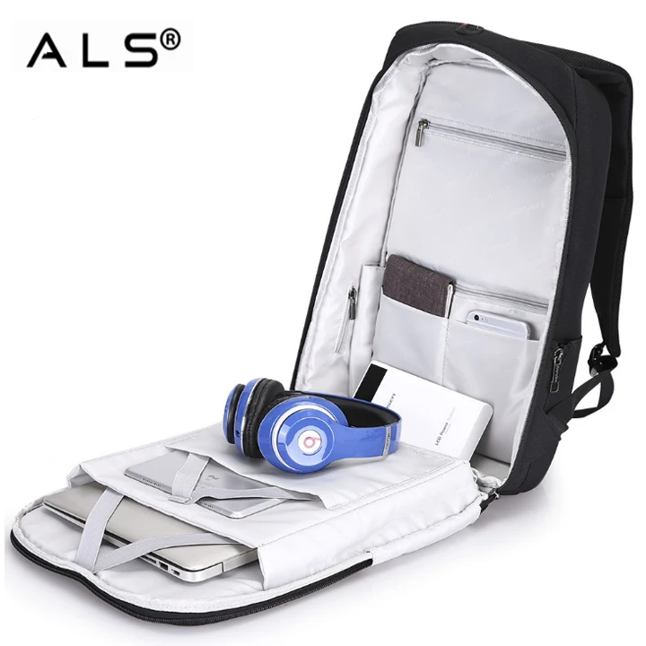 Дизайнерский мужской деловой рюкзак для ноутбука с USB-зарядкой и солнечной панелью