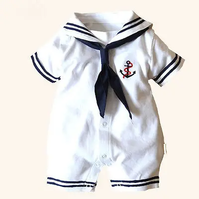 2015 Hot Newborn Boy Clothes Baby Romper Sailor Costume infant Babygrows 4 18M